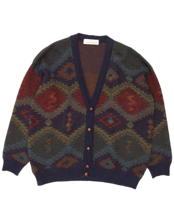 Marks & Spencer Ανδρικό πουλόβερ St. Michael Cardigan XL Navy Blue Retro