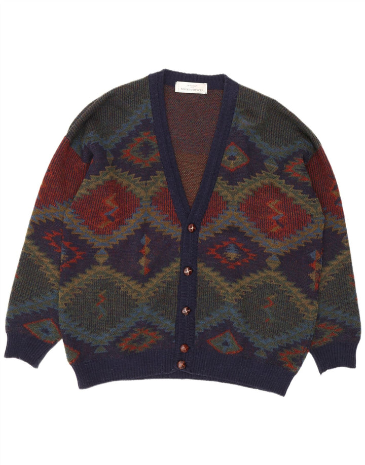 Marks & Spencer Ανδρικό πουλόβερ St. Michael Cardigan XL Navy Blue Retro