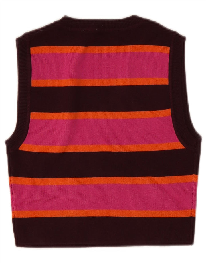 Zara Γυναικείο γιλέκο Crop UK 12 Medium Pink ριγέ