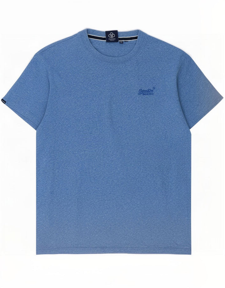 Ανδρικό T-Shirt Superdry Top Βαμβακερό μεσαίο μπλε φλοκωμένο