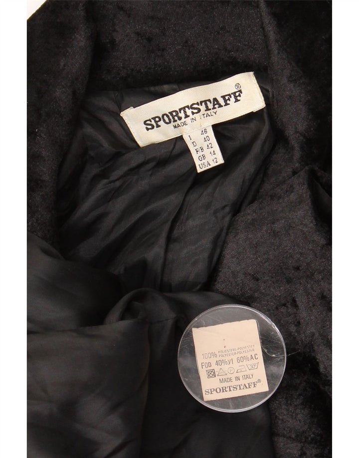Sportstaff Womens Double Breasted Blazer Jacket UK 14 Large Black Polyester