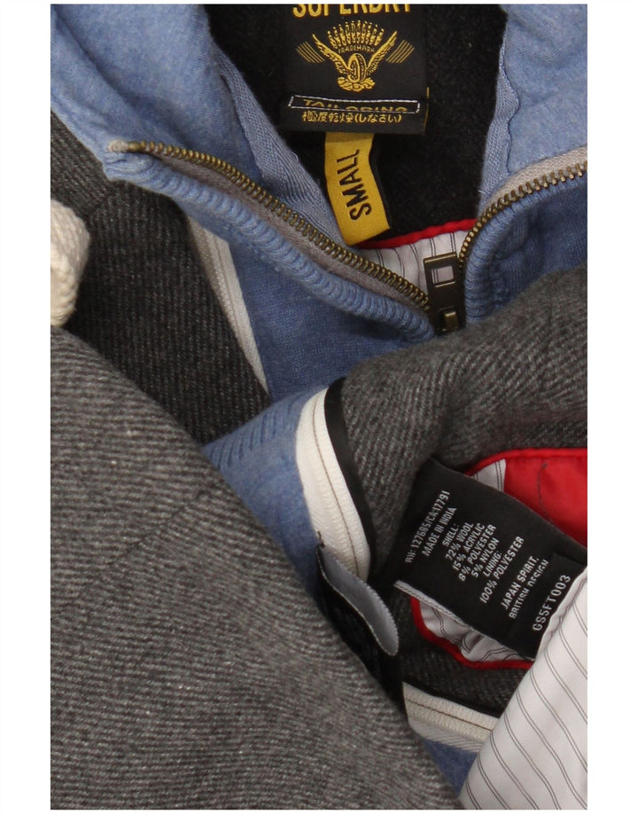 Superdry γυναικείο μπουφάν σακάκι με κουκούλα 2 κουμπιών UK 10 μικρό γκρι μαλλί