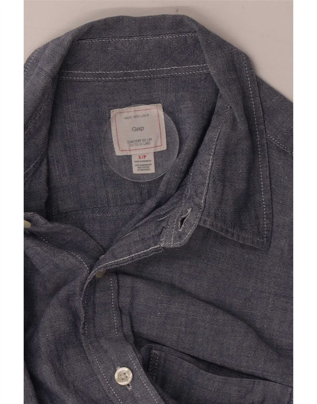 Ανδρικό πουκάμισο Gap Μικρό Navy Blue λινό