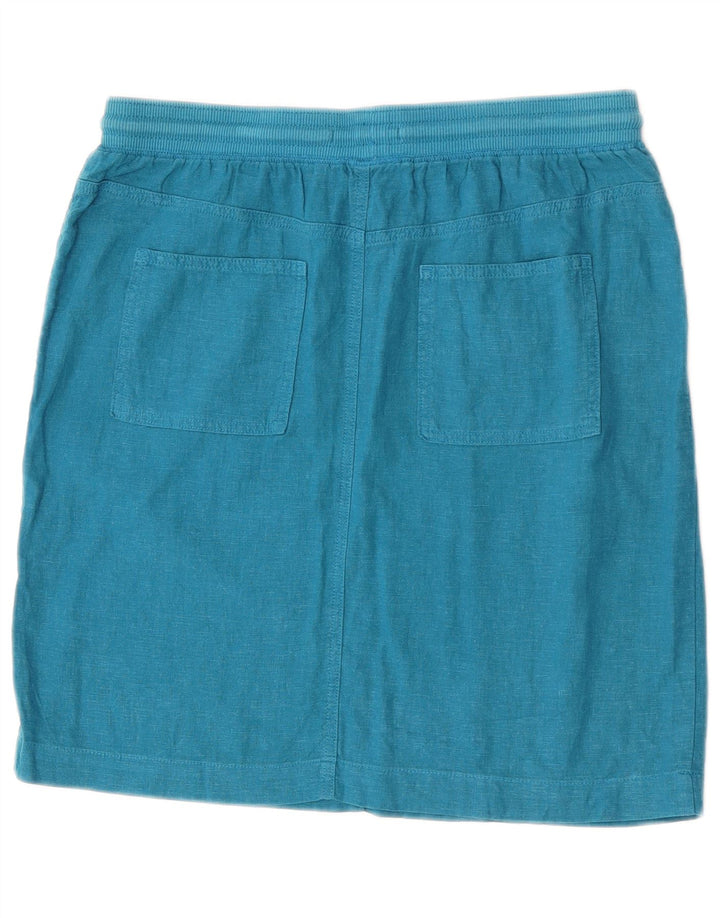 Marks & Spencer Γυναικεία ίσια φούστα UK 12 Medium W30 Μπλε Λινό