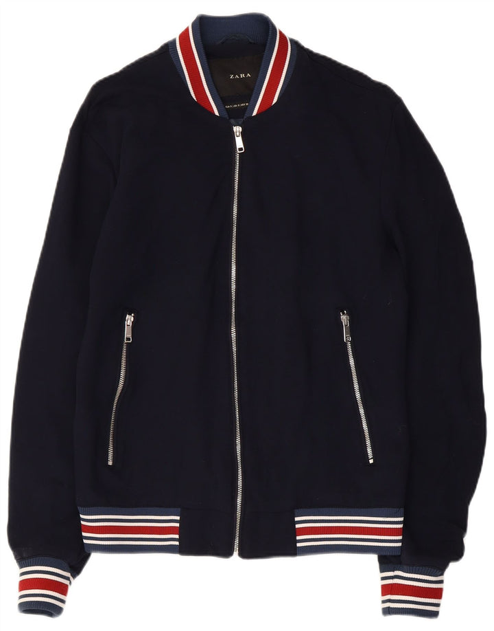 Ανδρικό μπουφάν ZARA Bomber UK 36 Small Navy Blue Viscose