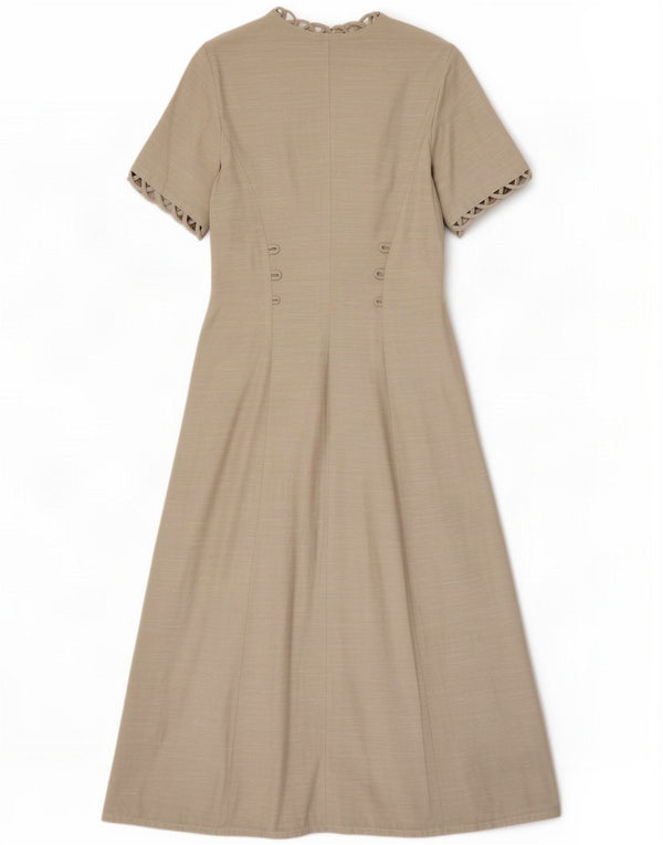 Vintage γυναικείο κοντομάνικο Maxi φόρεμα UK 12 Medium Grey