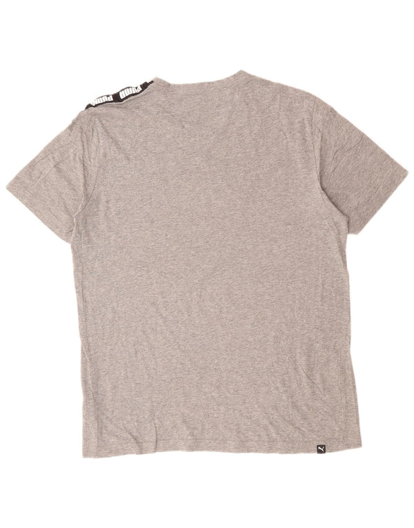Ανδρικό γραφικό T-Shirt PUMA Top Large Grey Colourblock Βαμβακερό
