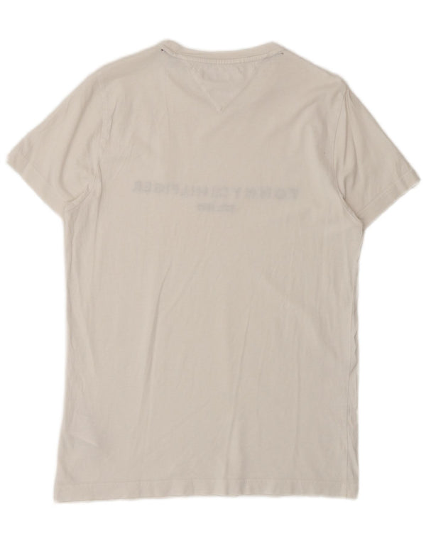 TOMMY HILFIGER Ανδρικό γραφικό T-Shirt Top Small White Βαμβακερό