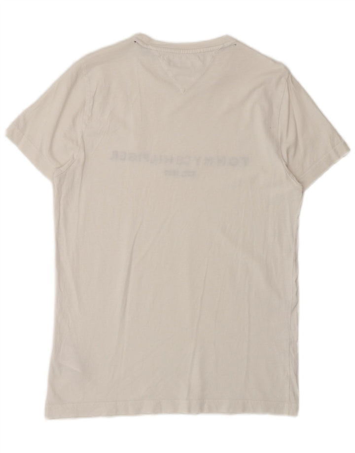 TOMMY HILFIGER Ανδρικό γραφικό T-Shirt Top Small White Βαμβακερό