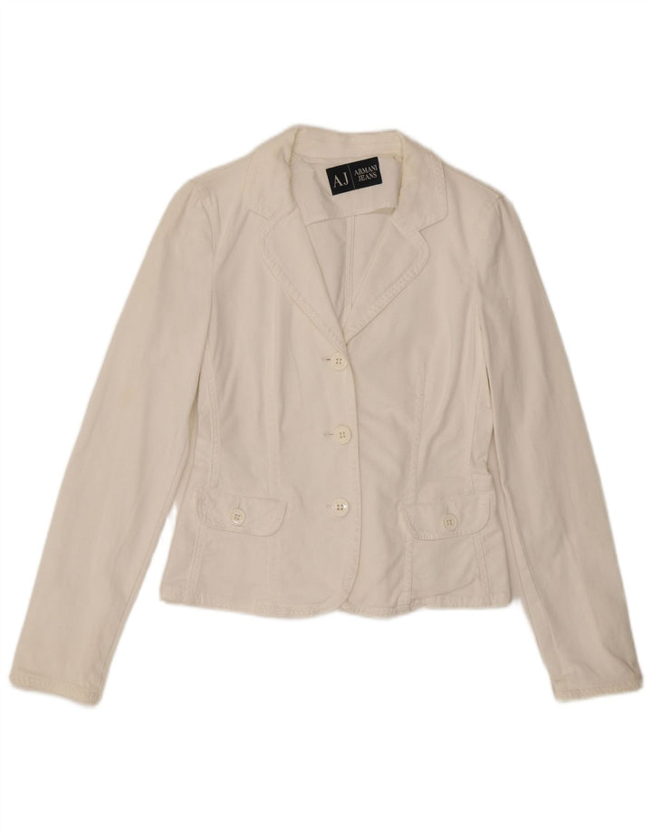 ARMANI JEANS Γυναικείο σακάκι με 3 κουμπιά σακάκι UK 10 Small White