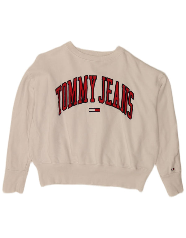 Tommy Hilfiger Γυναικεία φούτερ με γραφικά Loose Fit Jumper UK 10 Small White
