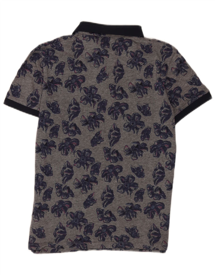 Ανδρικό μπλουζάκι πόλο Ted Baker Μέγεθος 4 Μεγάλο γκρι φλοράλ βαμβακερό
