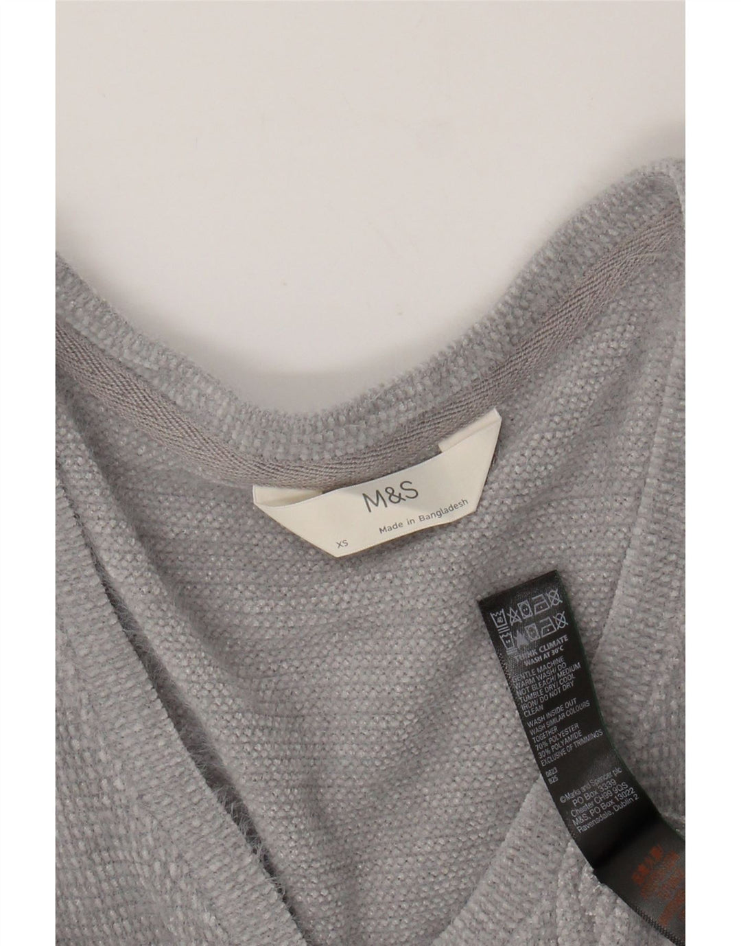 MARKS & SPENCER Womens V-Neck Jumper Sweater UK 6 XS Grey Polyester Vintage Marks & Spencer and Second-Hand Marks & Spencer from Messina Hembry 