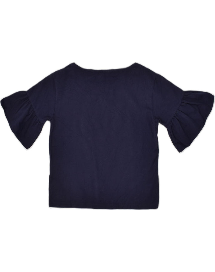 J. CREW Womens Blouse Top UK 2 2XS Navy Blue Cotton | Vintage J. Crew | Thrift | Second-Hand J. Crew | Used Clothing | Messina Hembry 
