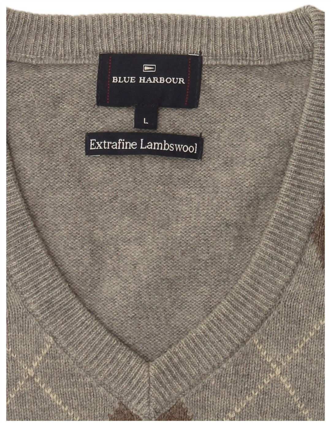 Μπλε Harbor Ανδρικό γιλέκο Tank Top Large Grey Argyle/Diamond Lambswool