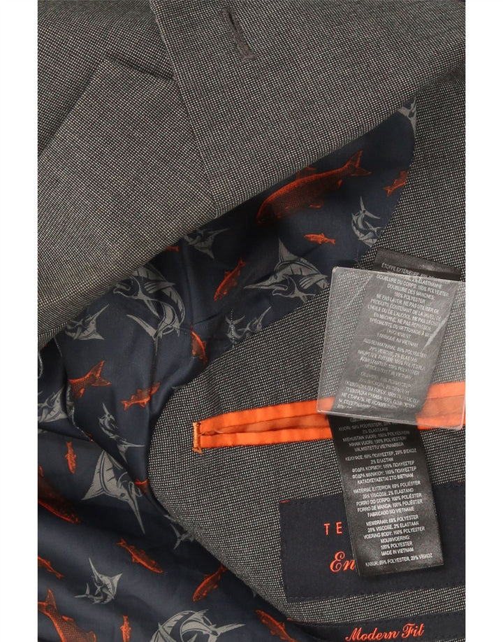 Ted Baker Ανδρικό μοντέρνο μπουφάν μπλέιζερ με 2 κουμπιά US 42 XL Grey Polyester