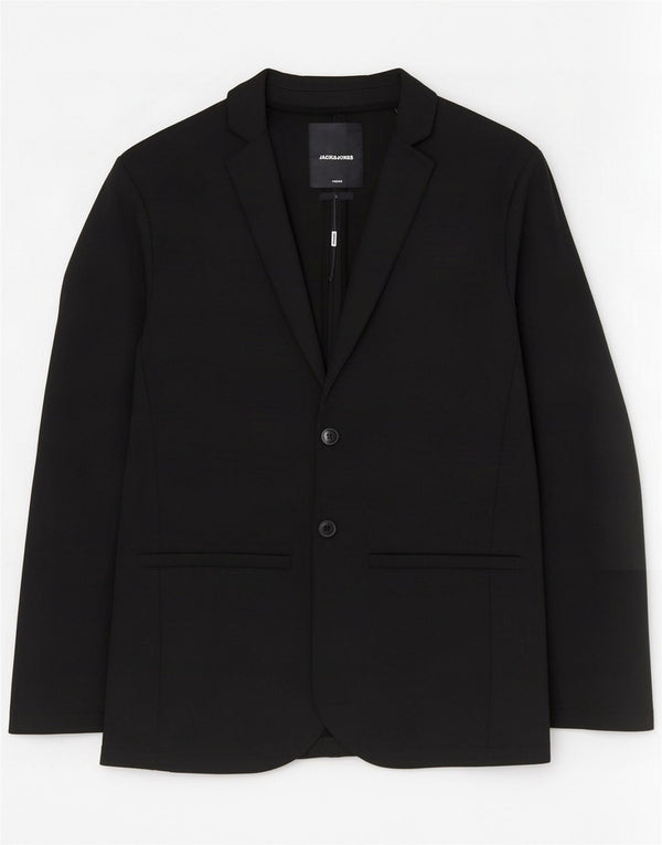 Jack & Jones Mens 2 Button Blazer Jacket UK 36 Small Black Polyester