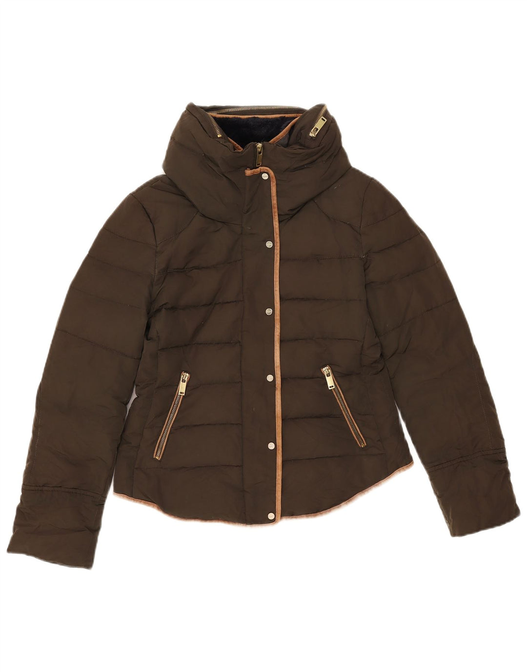 Zara Γυναικείο μπουφάν με κουκούλα UK 14 Medium Khaki
