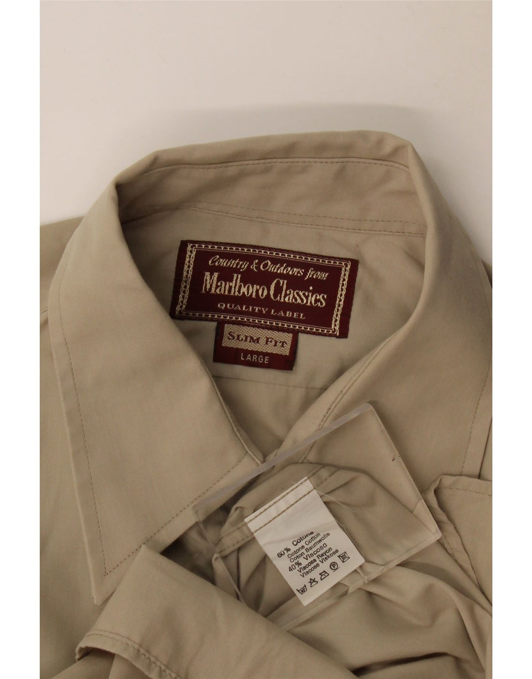 Ανδρικό πουκάμισο Marlboro Classics Slim Fit μεγάλο μπεζ βαμβακερό