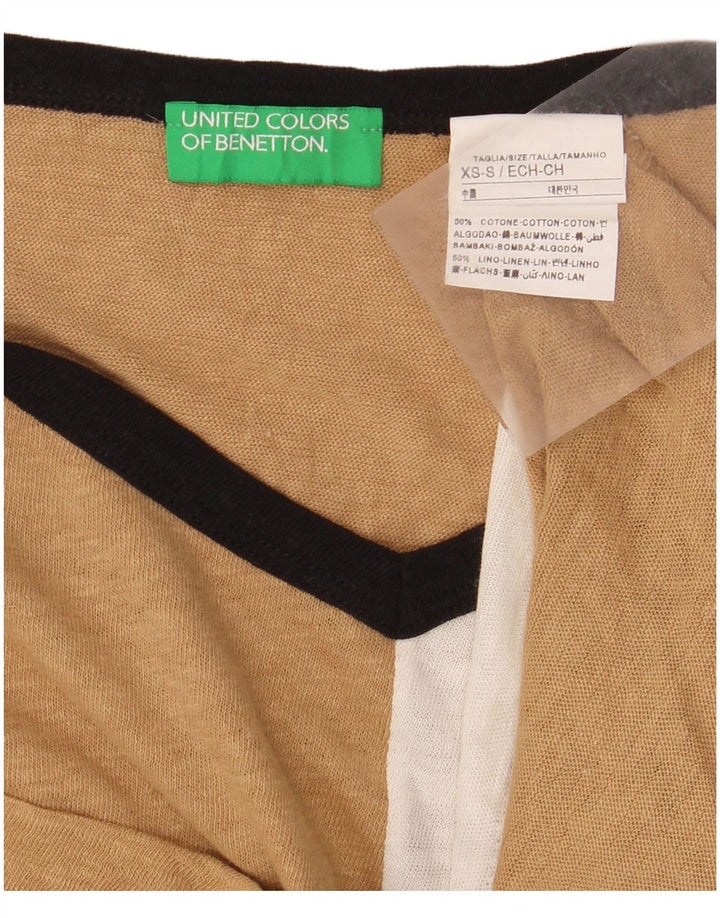 Γυναικείο μπλουζάκι BENETTON Crop Oversized Top UK 6 XS Beige Colourblock