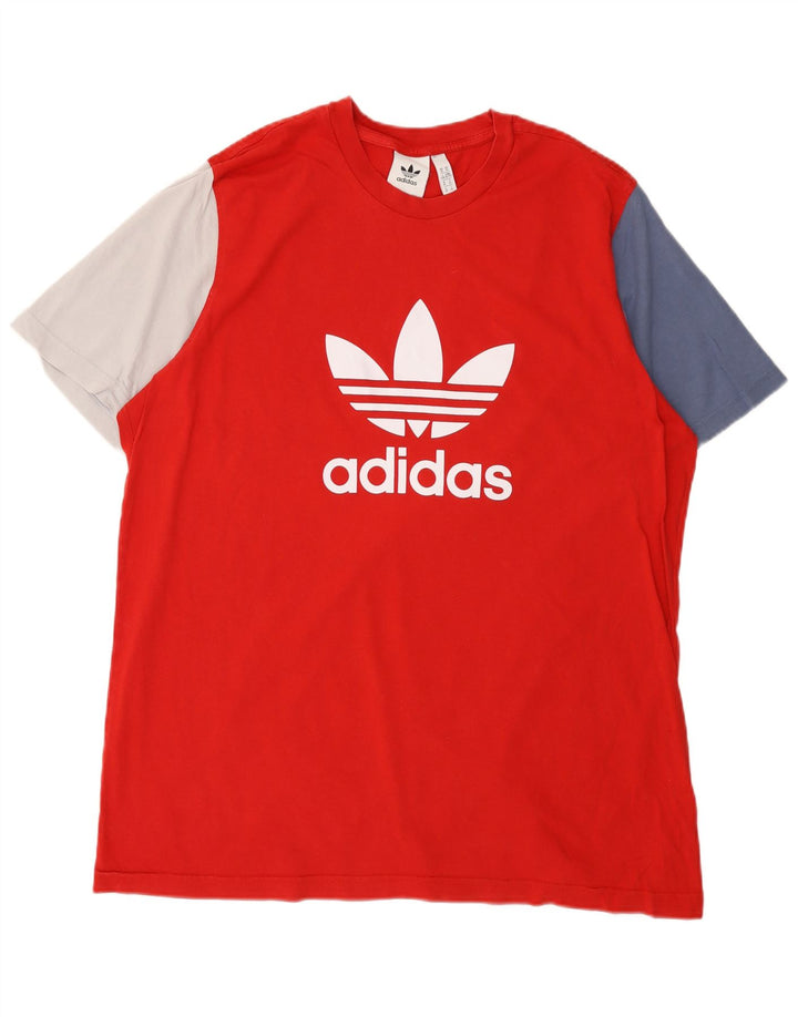 Ανδρικό γραφικό T-Shirt ADIDAS Top XL Red Colourblock Βαμβακερό