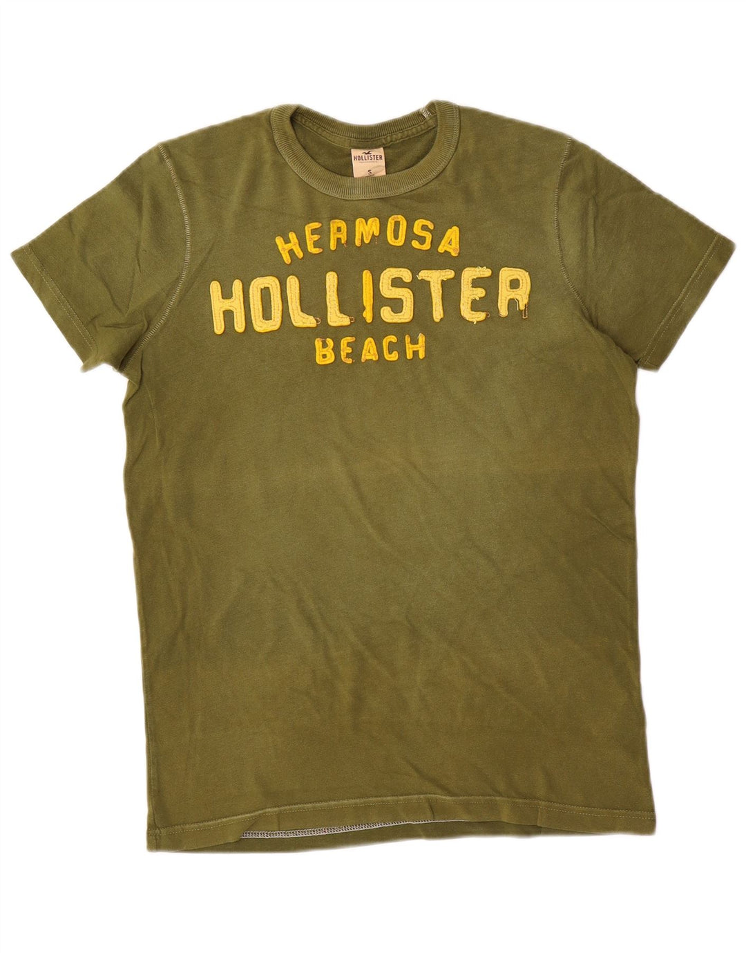 Ανδρικό γραφικό T-Shirt Hollister Top Μικρό Χακί Βαμβακερό