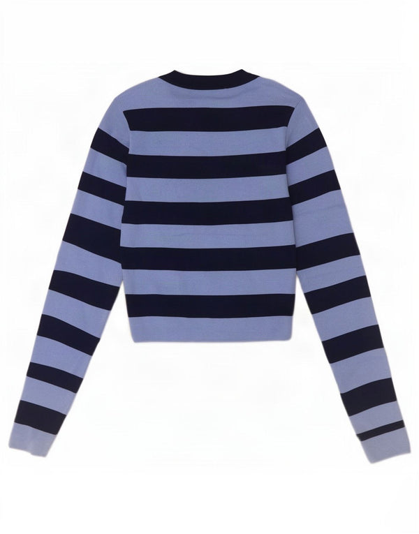 Zara Γυναικείο Crop Top Μακρυμάνικο UK 8 Μικρό Μπλε Ριγέ