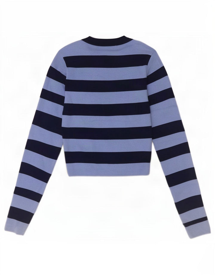 Zara Γυναικείο Crop Top Μακρυμάνικο UK 8 Μικρό Μπλε Ριγέ