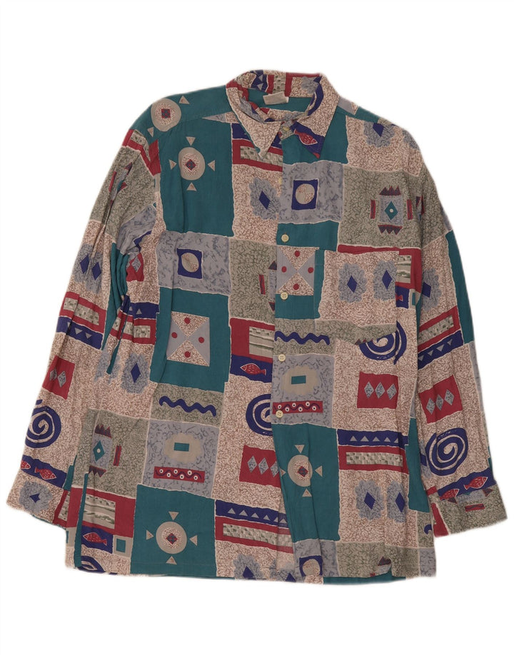 Vintage Ανδρικό Πουκάμισο UK 15 1/2 Medium Πολύχρωμο Patchwork Ρετρό