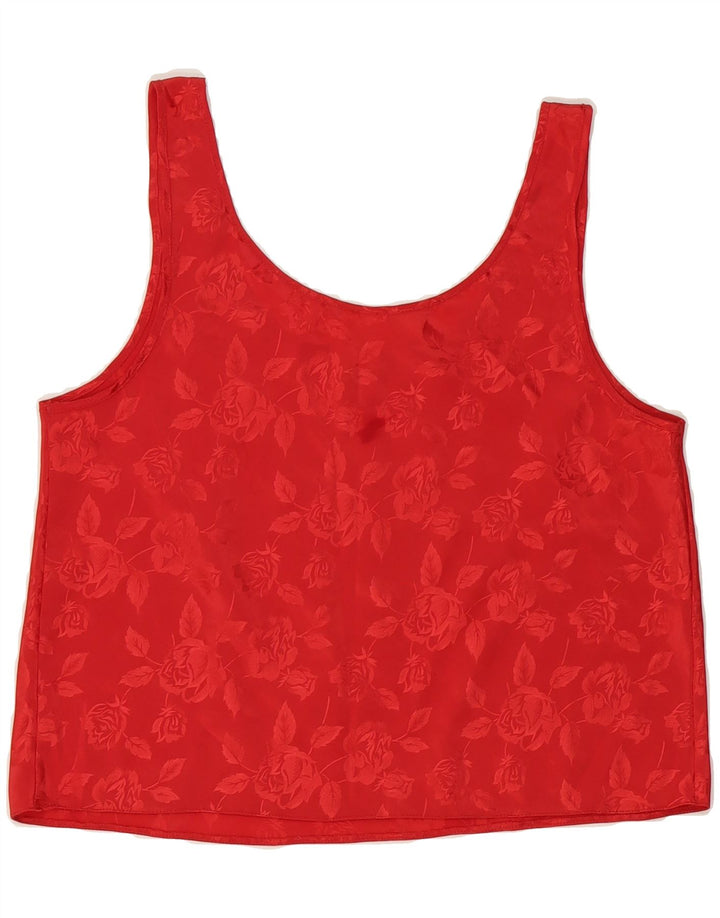 ST MICHAEL Womens Crop Sleeveless Blouse Top UK 12 Medium  Red Floral Vintage St Michael and Second-Hand St Michael from Messina Hembry 
