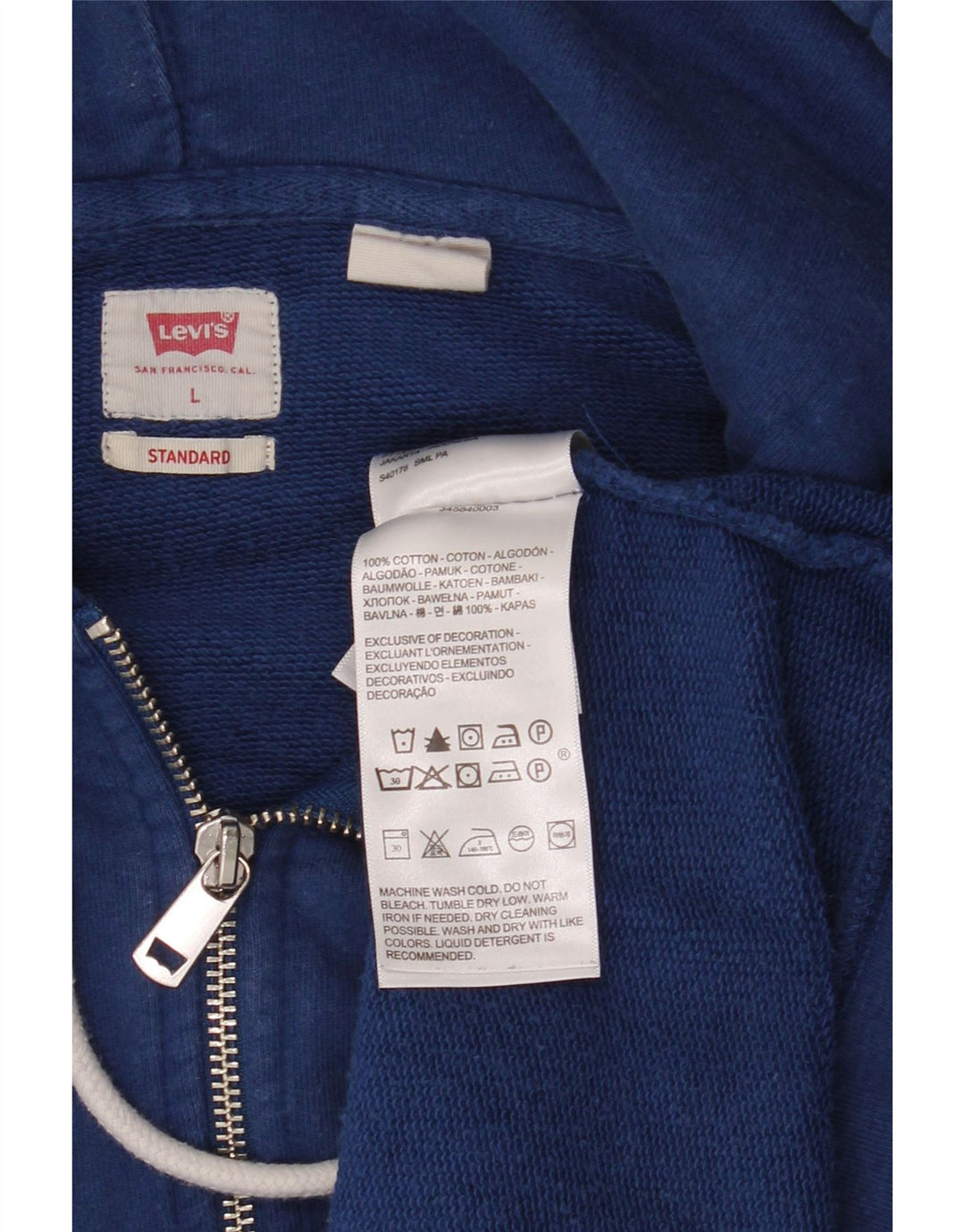 Ανδρικό πουλόβερ Levi's Standard Zip Hoodie μεγάλο μπλε βαμβακερό