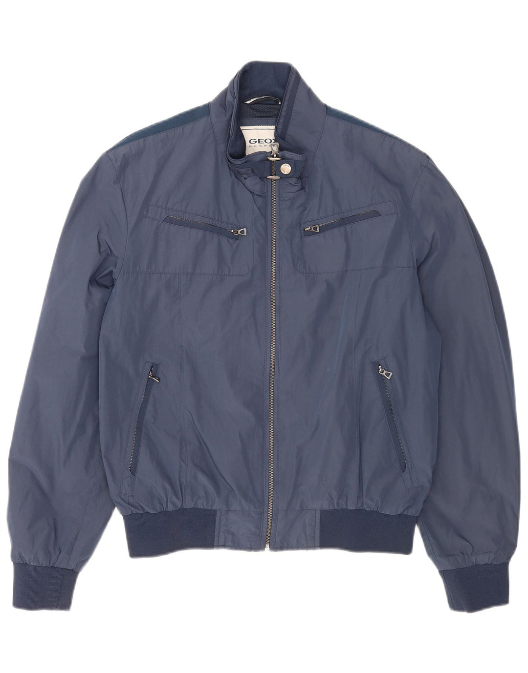 Geox Mens Respira Bomber Jacket UK 40 Large Navy Blue Polyester