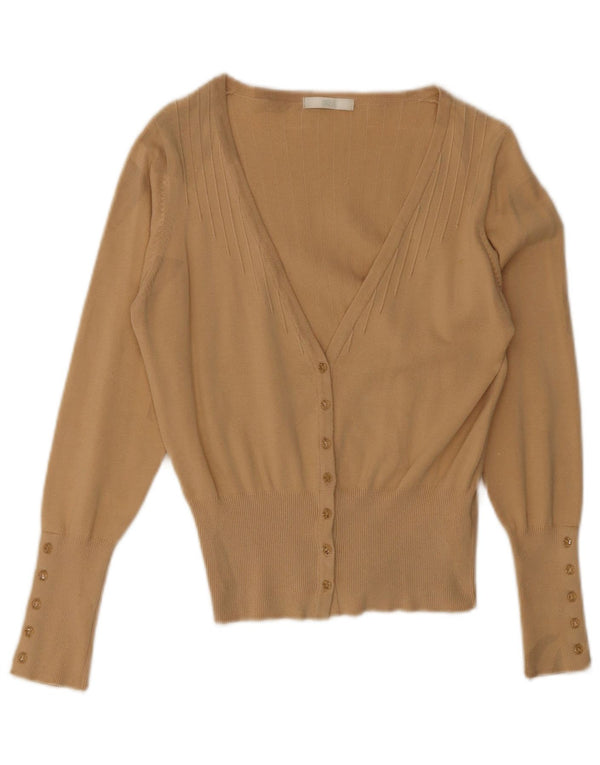 MARKS & SPENCER Γυναικείο πουλόβερ Crop Cardigan UK 12 μεσαίο μπεζ βαμβακερό