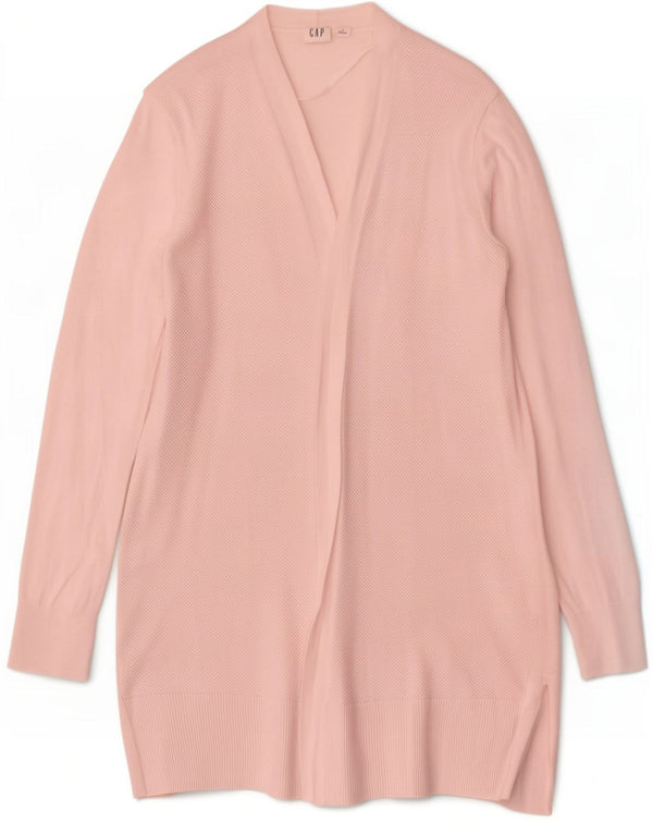 Gap Womens Longline Open Cardigan Sweater UK 14 Medium Pink Cotton