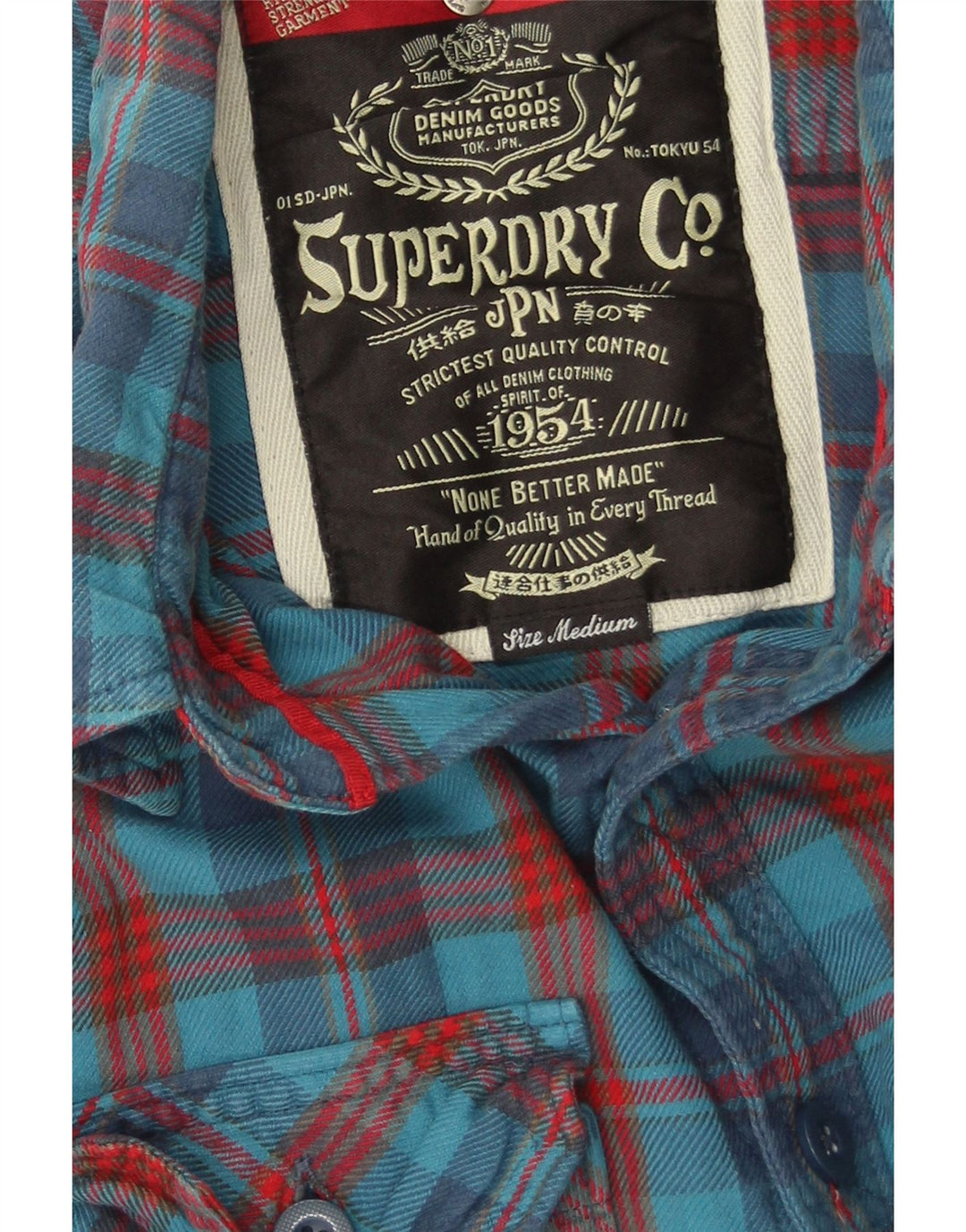 Ανδρικό φανελένιο πουκάμισο Superdry, μεσαίο μπλε βαμβακερό