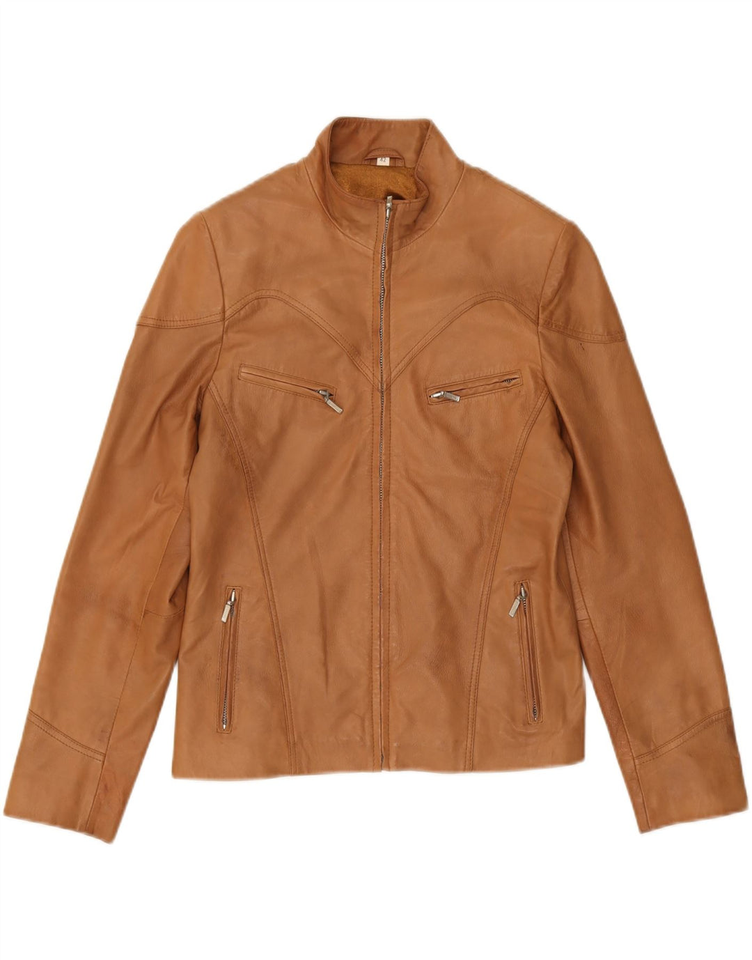 VINTAGE Womens Leather Jacket IT 42 Medium Brown Leather Vintage Vintage and Second-Hand Vintage from Messina Hembry 