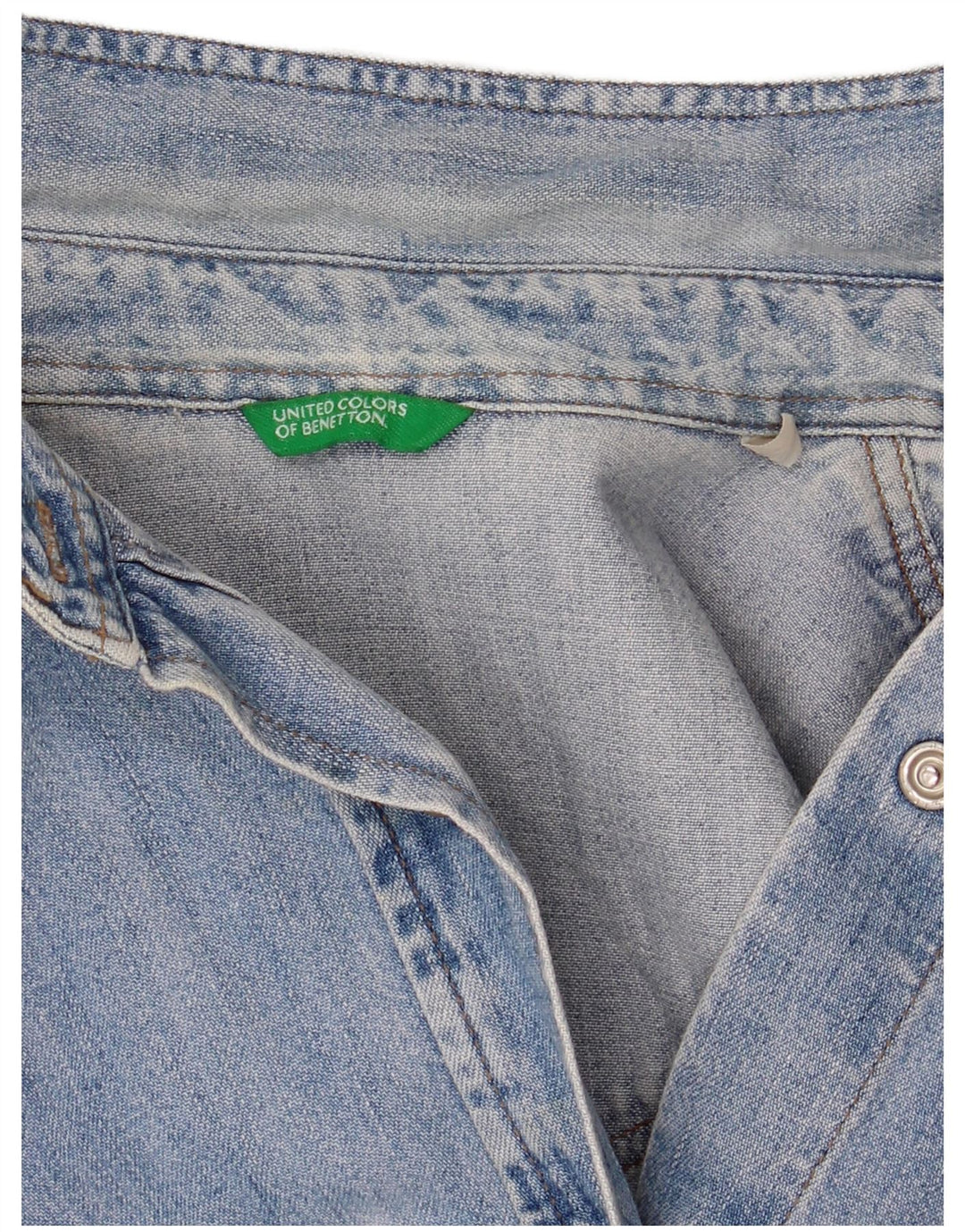 BENETTON Γυναικείο τζιν πουκάμισο UK 14 μεσαίο μπλε βαμβακερό