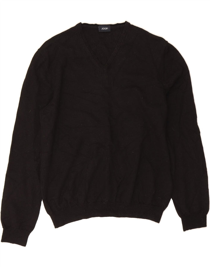 JOOP Womens V-Neck Jumper Sweater UK 16 Large Black Wool Vintage Joop and Second-Hand Joop from Messina Hembry 