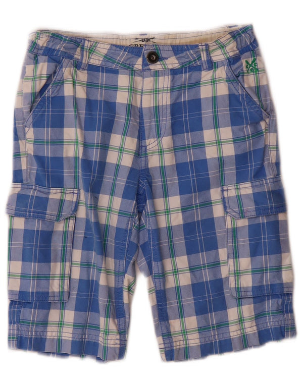 Crew Clothing Boys Cargo Shorts 8-9 ετών W24 Blue Check Cotton