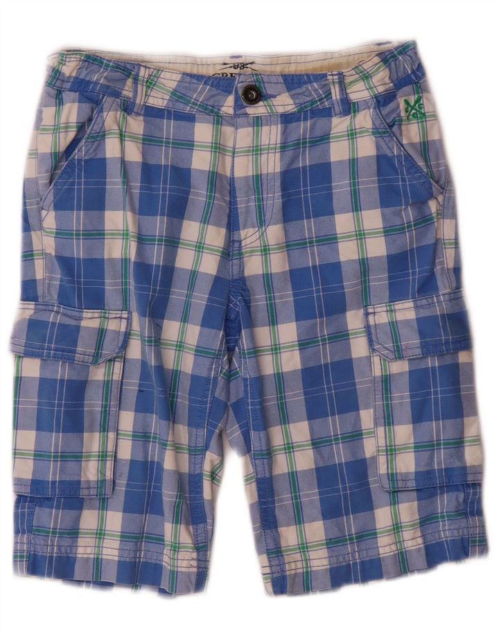 Crew Clothing Boys Cargo Shorts 8-9 ετών W24 Blue Check Cotton