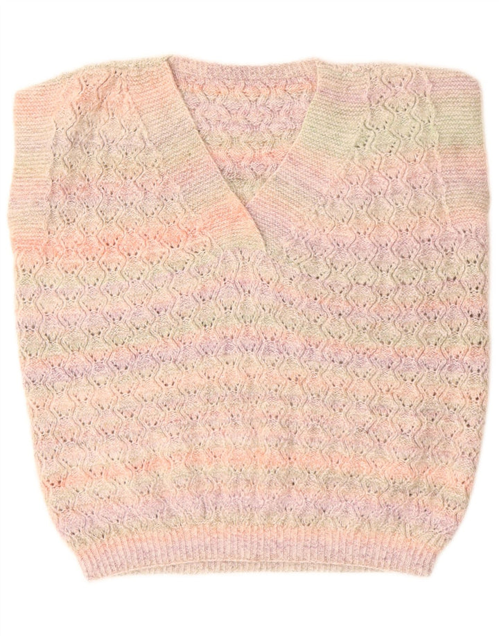 Γυναικείο γιλέκο VINTAGE Tank Top UK 16 μεγάλο ροζ ριγέ