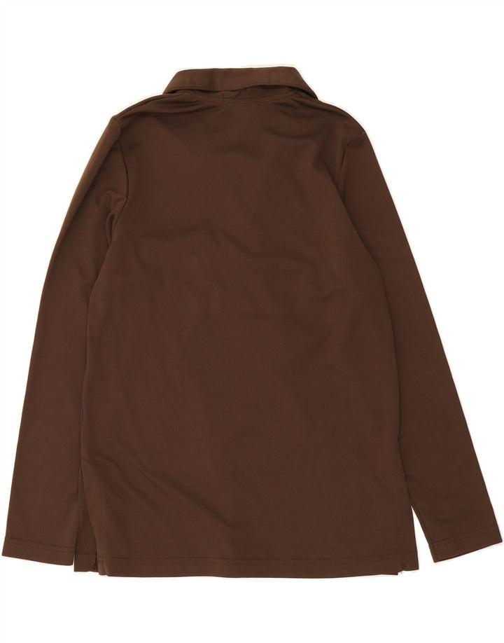 JOHN F GEE Womens Long Sleeve Polo Shirt EU 40 Medium Brown Polyester Vintage John F Gee and Second-Hand John F Gee from Messina Hembry 