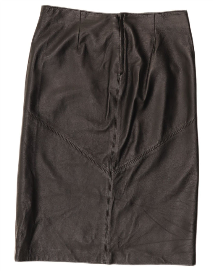 Vintage Γυναικεία Δερμάτινη Φούστα IT 44 Medium W30 Μαύρη Δερμάτινη