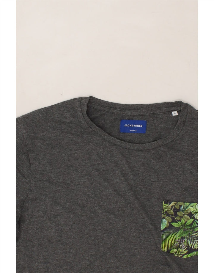 JACK & JONES Mens T-Shirt Top Large Grey Polyester Vintage Jack & Jones and Second-Hand Jack & Jones from Messina Hembry 