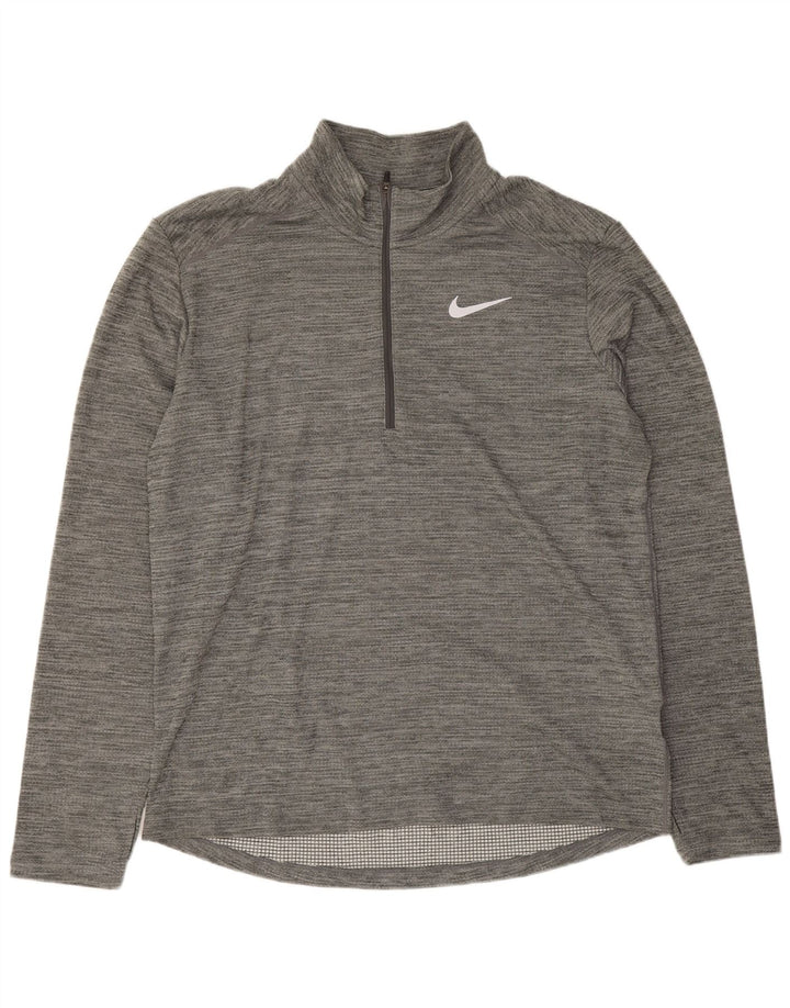 Ανδρική φόρμα Nike Dri Fit με φερμουάρ πουλόβερ με φόρμα με μεγάλο γκρι χρώμα