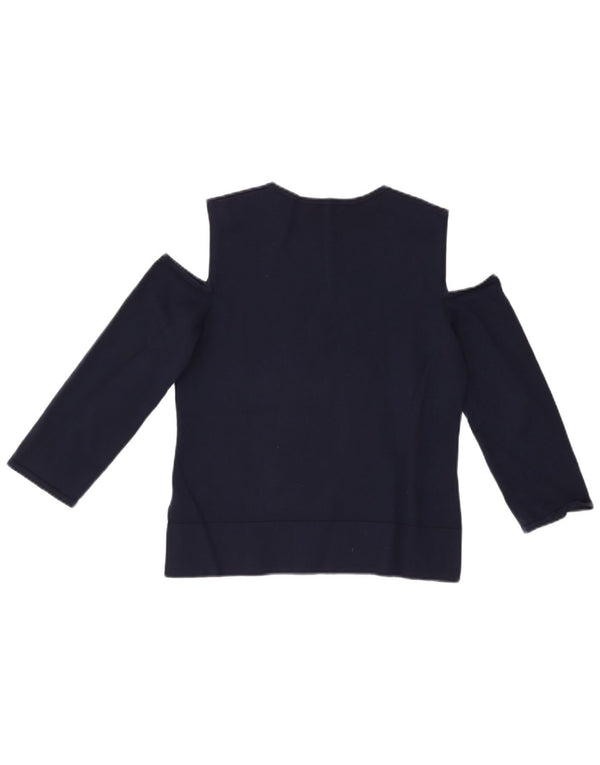 Hobbs Womens Off Shoulder Top 3/4 μανίκια UK 12 Medium Navy Blue Viscose