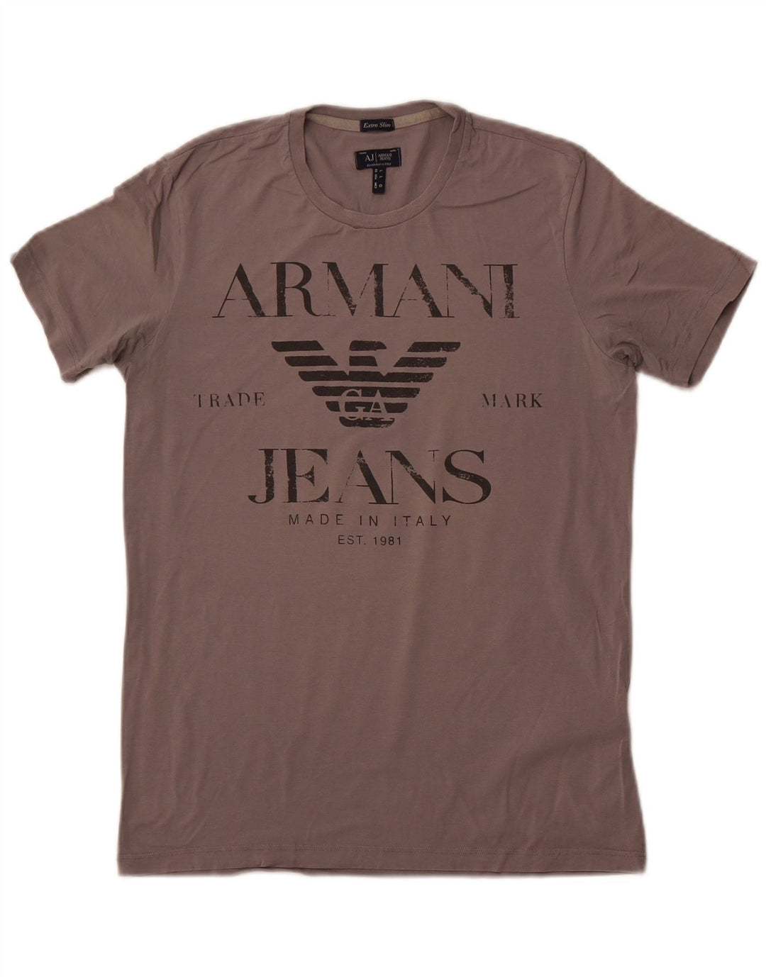 Armani Jeans Ανδρικό Extra Slim Graphic T-Shirt Top μεγάλο γκρι βαμβακερό