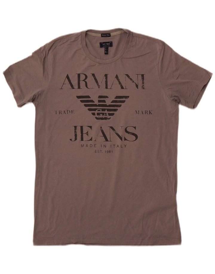 Armani Jeans Ανδρικό Extra Slim Graphic T-Shirt Top μεγάλο γκρι βαμβακερό