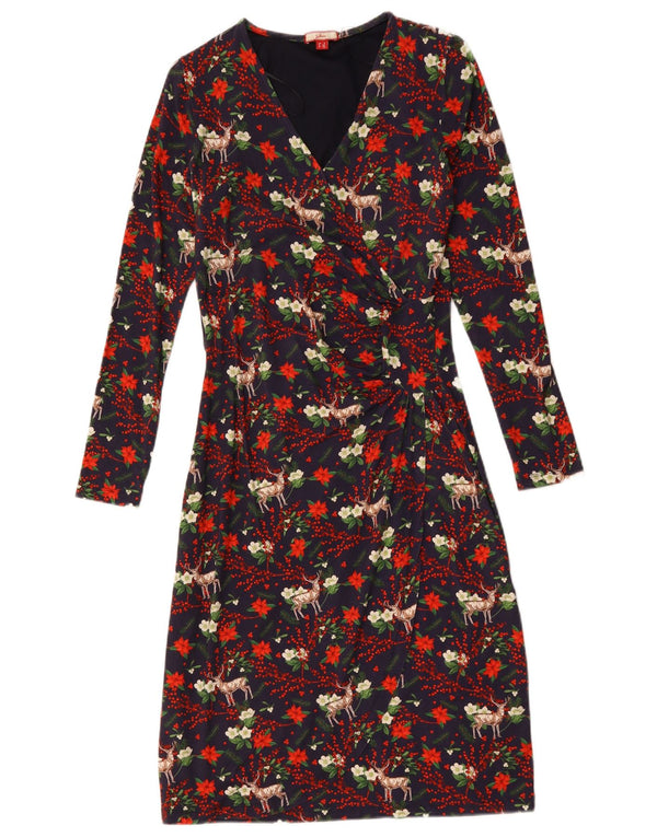 Γυναικείο φόρεμα με θήκη Joe Browns UK 8 Small Navy Blue Floral Viscose