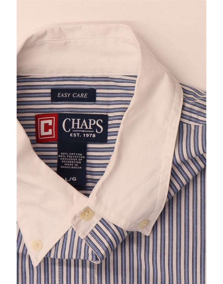 Chaps Mens Easy Care Πουκάμισο Μεγάλο Μπλε Βαμβακερό ριγέ